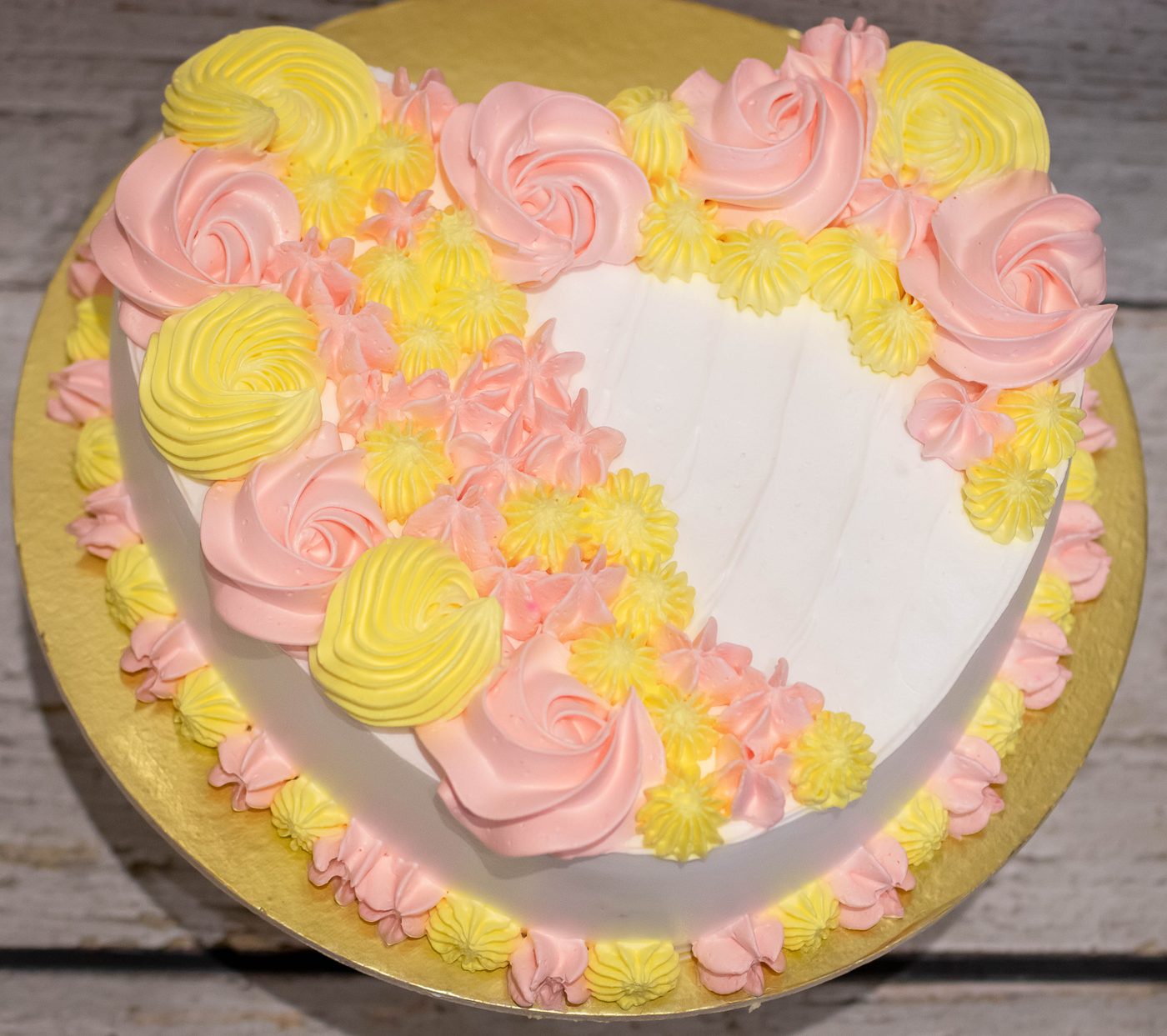 Pink and Yellow Floral Cake