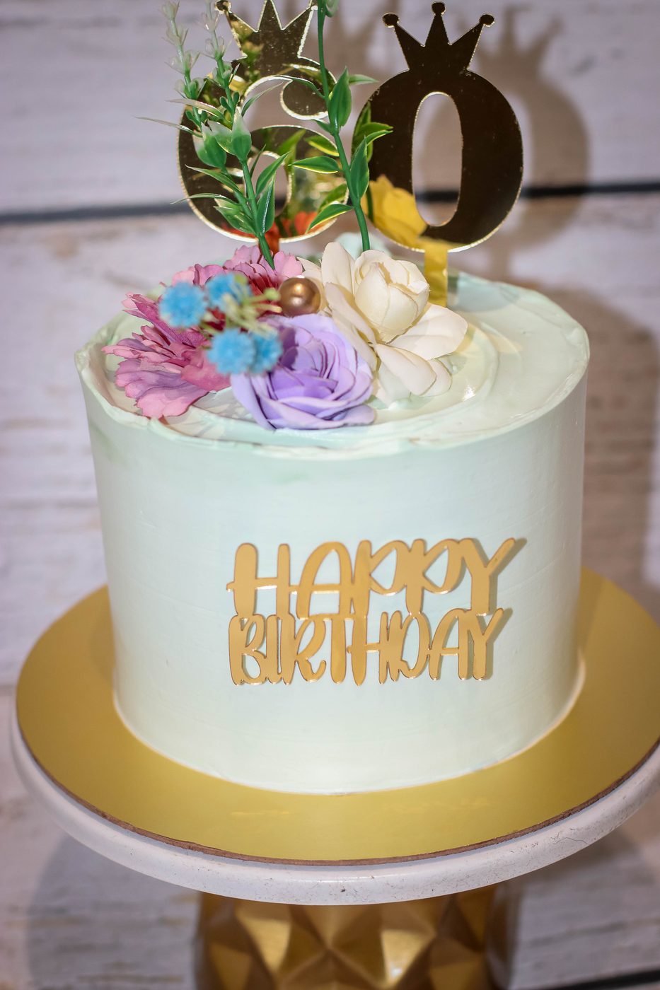 60th Birthday Floral Cake