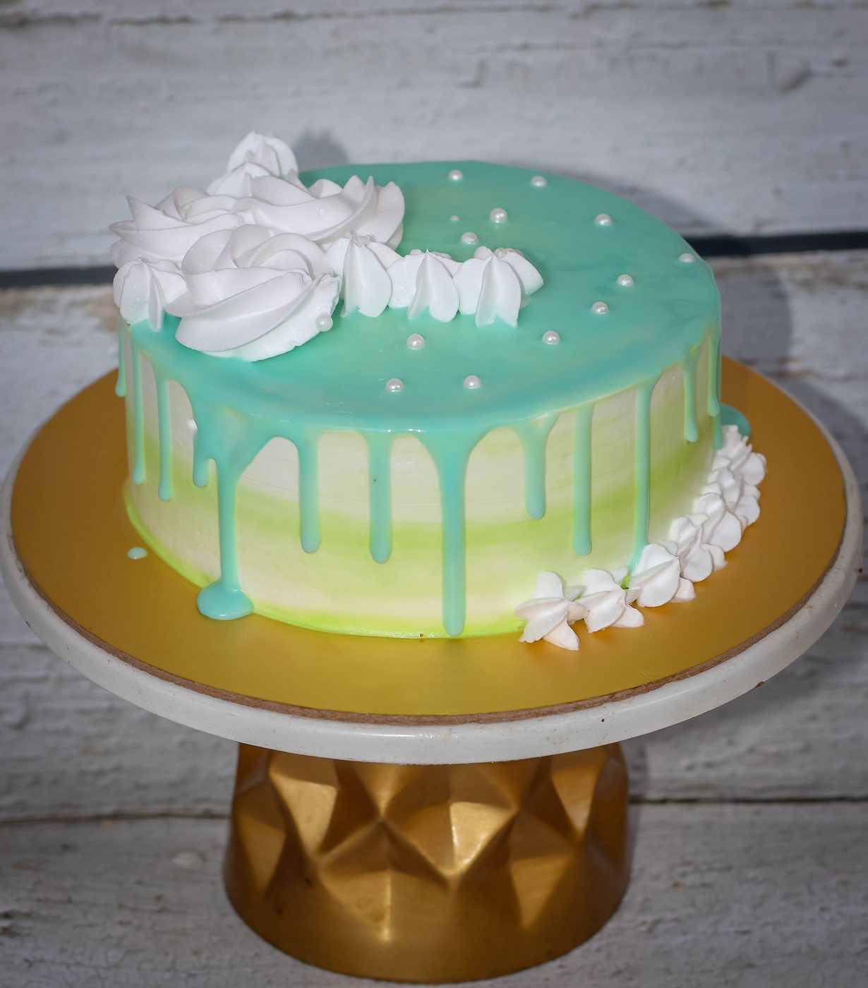 Mint Drip Rose Cake