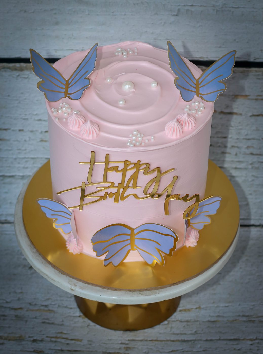 Blush Butterfly Birthday Cake