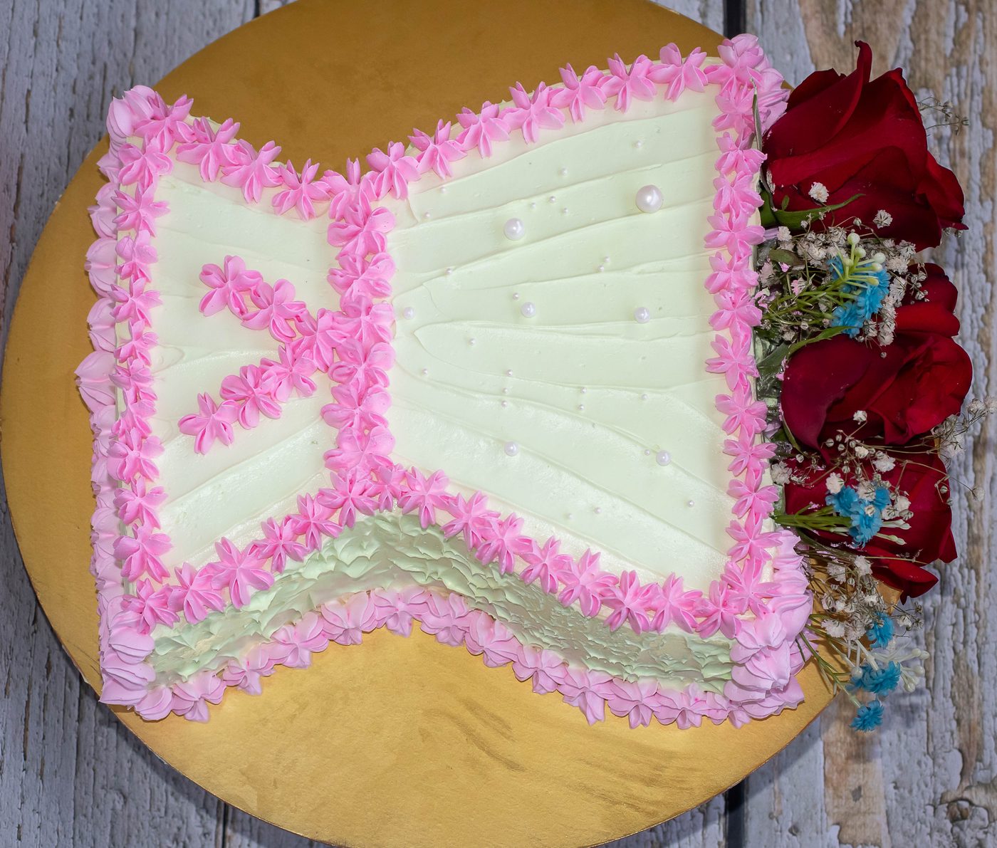 Blush Bow Shaped Cake