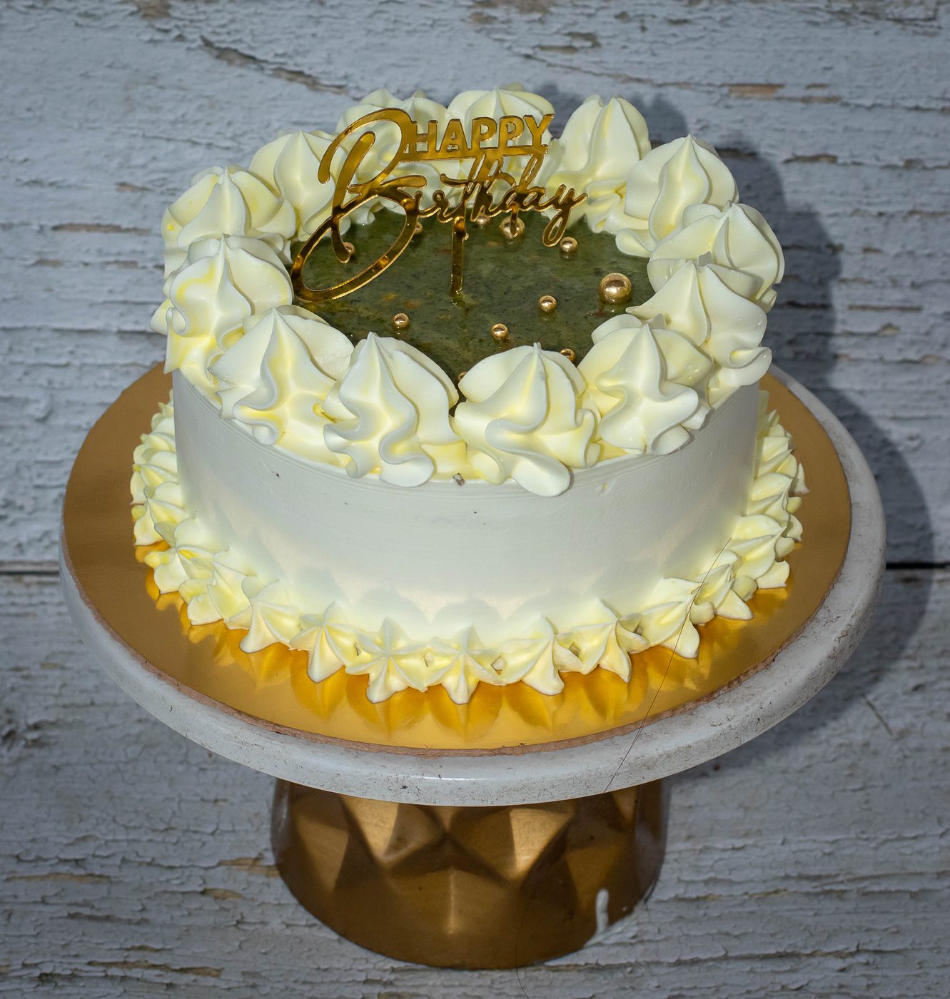 Ivory Gold Birthday Cake