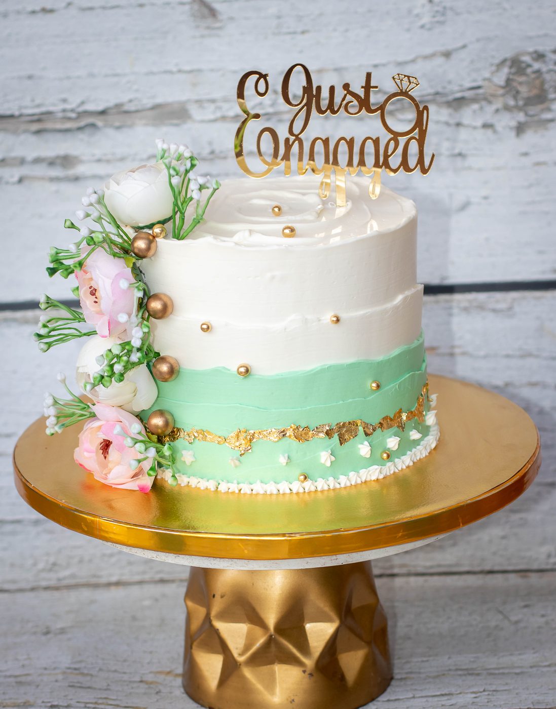 Just Engaged Rose Gold Cake