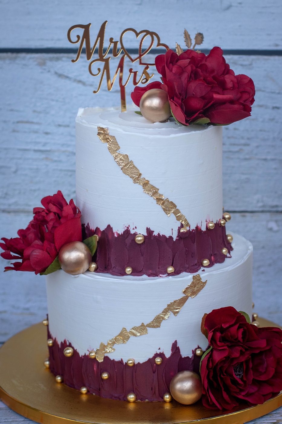 Mr and Mrs Two-Tier Wedding Cake