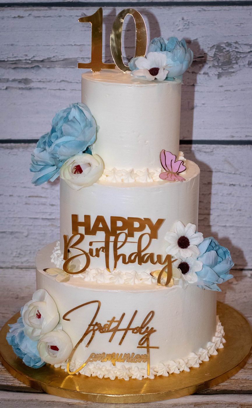 Communion and Birthday Tiered Cake